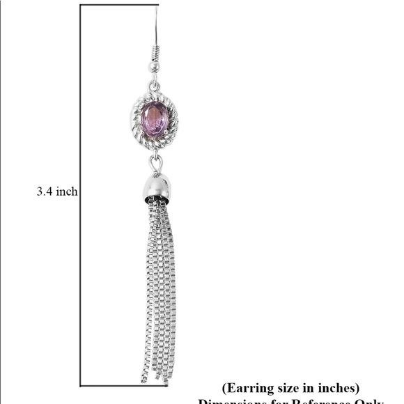 Tassel Earrings Stainless Steel: 10.00 ctw Amethyst - Picture 2 of 5